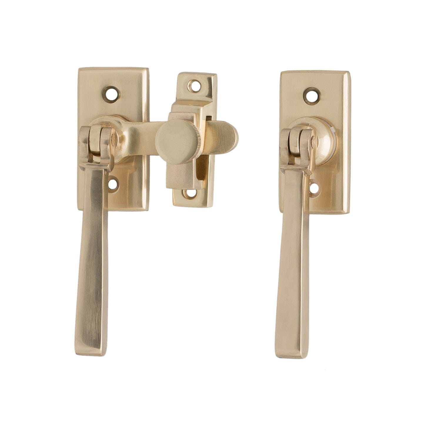Polished brass window fasteners