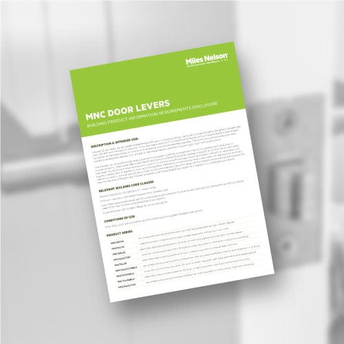 Miles Nelson BPIR statement for MNC door levers